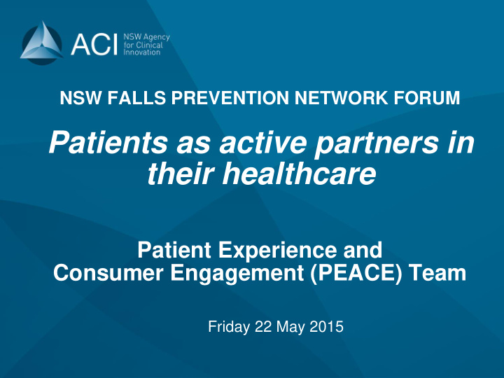 patients as active partners in their healthcare