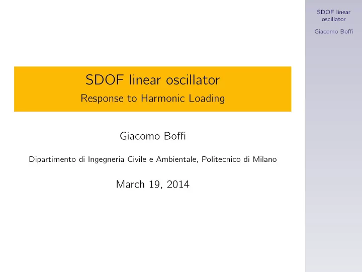 sdof linear oscillator