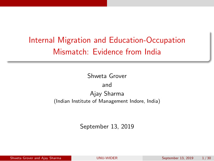 internal migration and education occupation mismatch