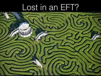 Lost in an EFT?  You are here!  The path to  You are here!  the pagoda  Current LHC  no obvious