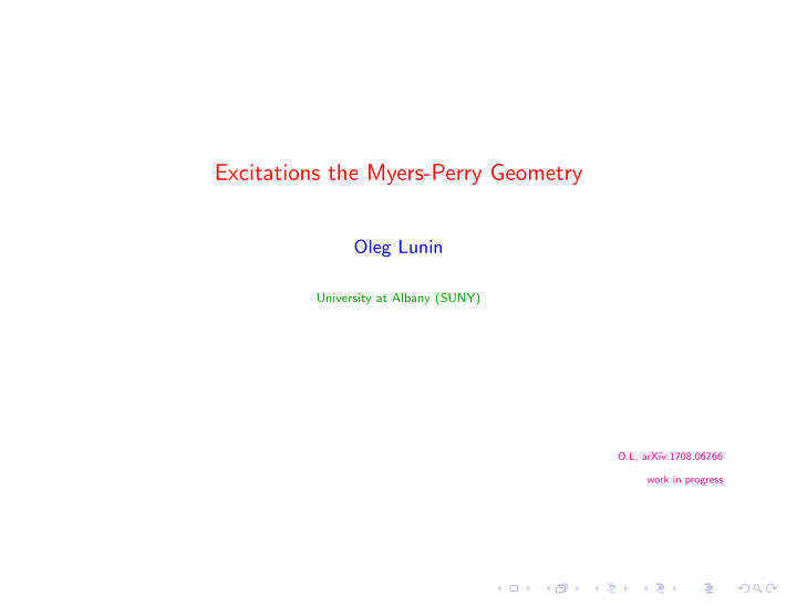 excitations the myers perry geometry