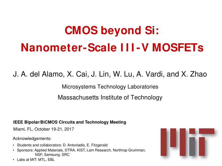 cmos beyond si nanometer scale i i i v mosfets