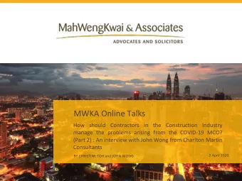 MWKA Online Talks  How should Contractors in the Construction Industry  manage the problems arising