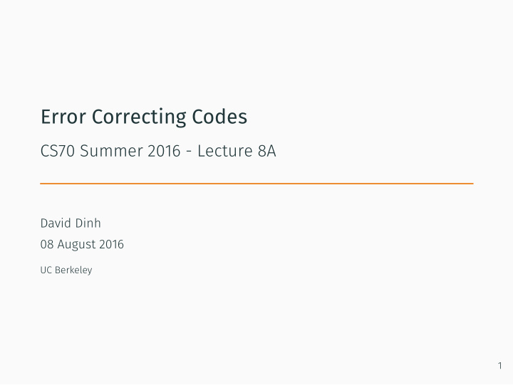 error correcting codes