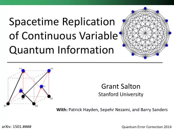 Spacetime Replication  of Continuous Variable  Quantum Information  Grant Salton  Stanford