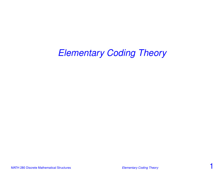 elementary coding theory