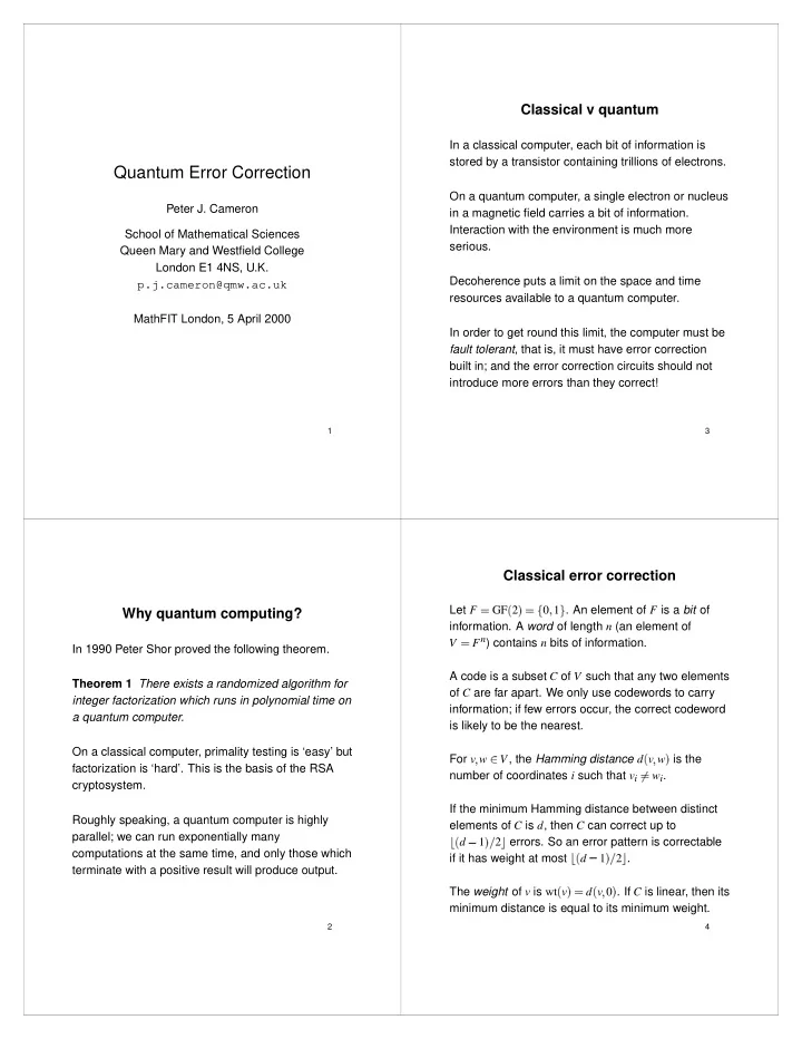 quantum error correction