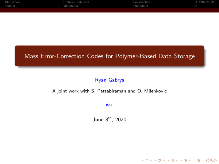 mass error correction codes for polymer based data storage