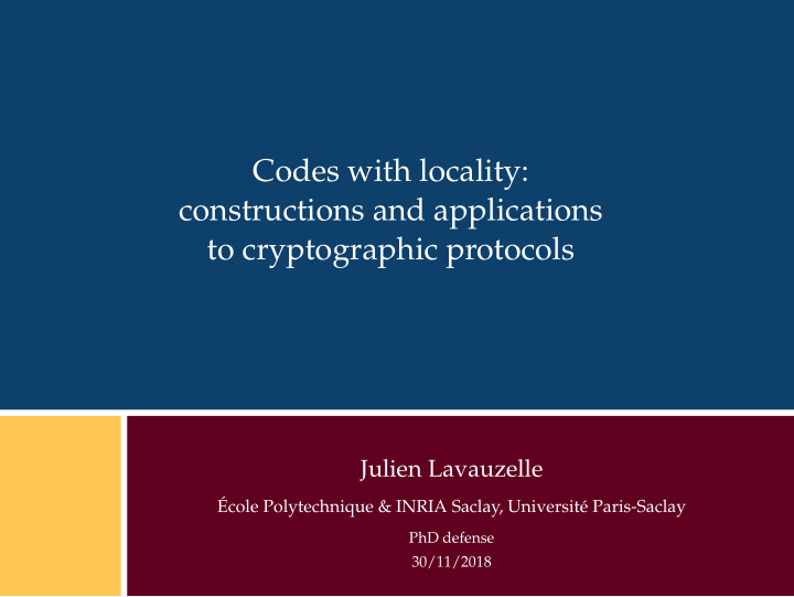 codes with locality constructions and applications to