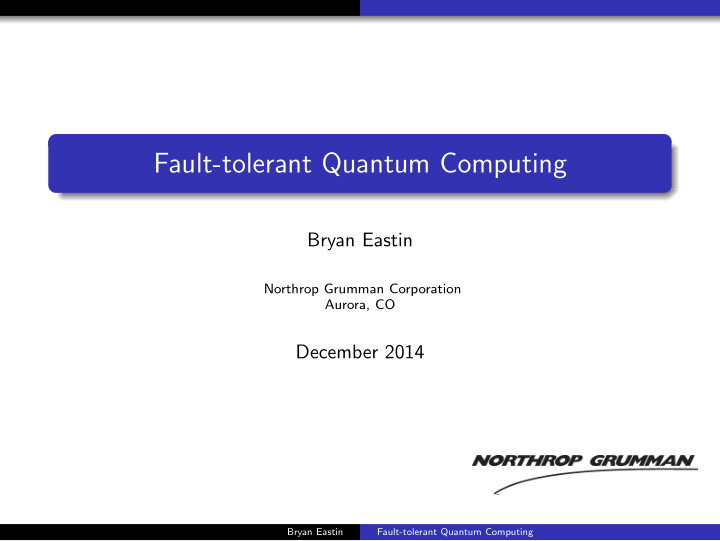 fault tolerant quantum computing