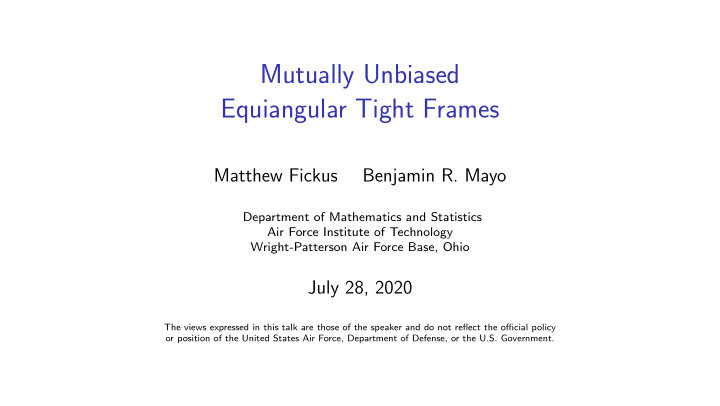 mutually unbiased equiangular tight frames