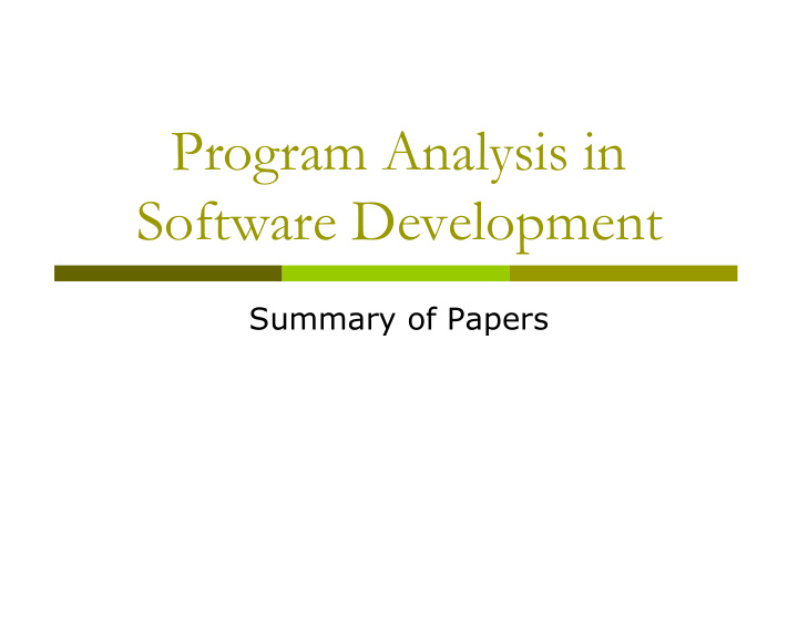 program analysis in software development