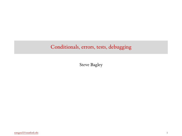 conditionals errors tests debugging