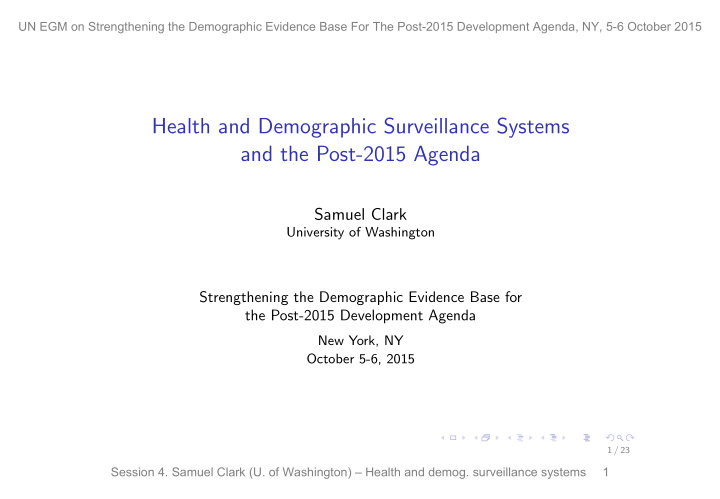 health and demographic surveillance systems and the post
