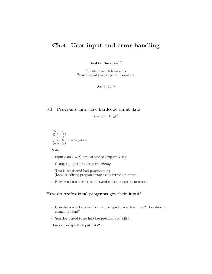 ch 4 user input and error handling