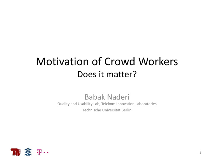 motivation of crowd workers