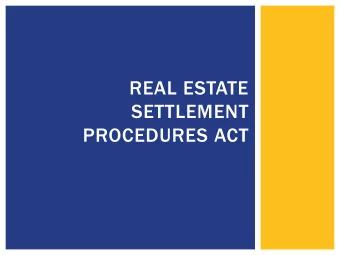 REAL ESTATE  SETTLEMENT  PROCEDURES ACT  DEFINITIONS  Application  Changed  Circumstances