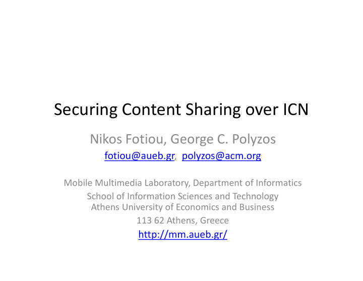 securing content sharing over icn