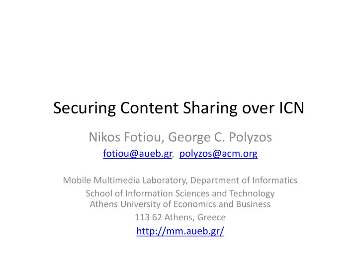 securing content sharing over icn