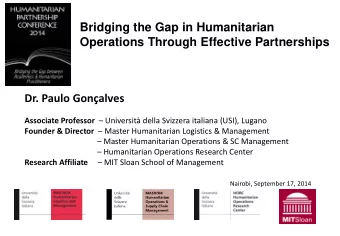 Dr. Paulo Gonalves Associate Professor  Universit della Svizzera italiana (USI), Lugano