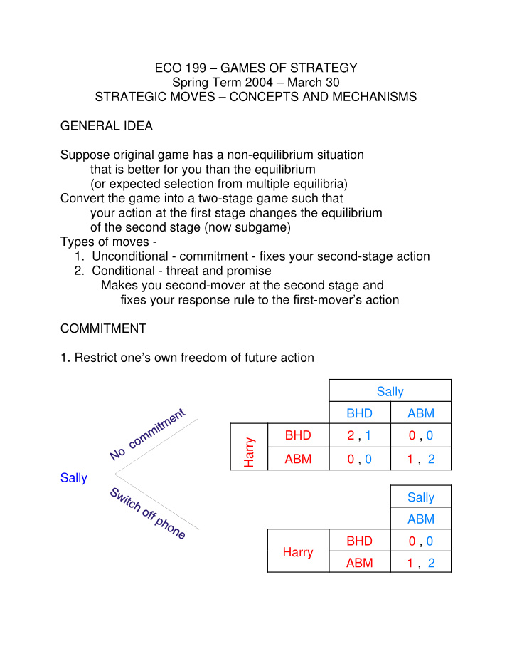 eco 199 games of strategy spring term 2004 march 30