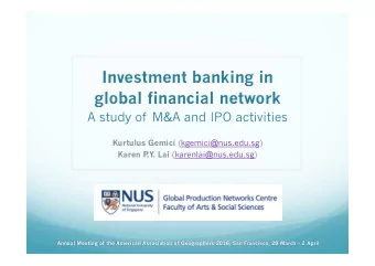 global financial network  A study of M&amp;A and IPO activities Kurtulus Gemici