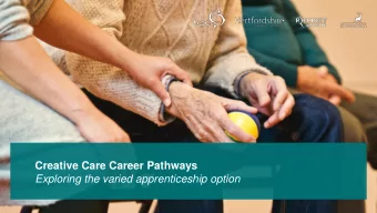 Creative Care Career Pathways  Exploring the varied apprenticeship option  Welcome &amp;