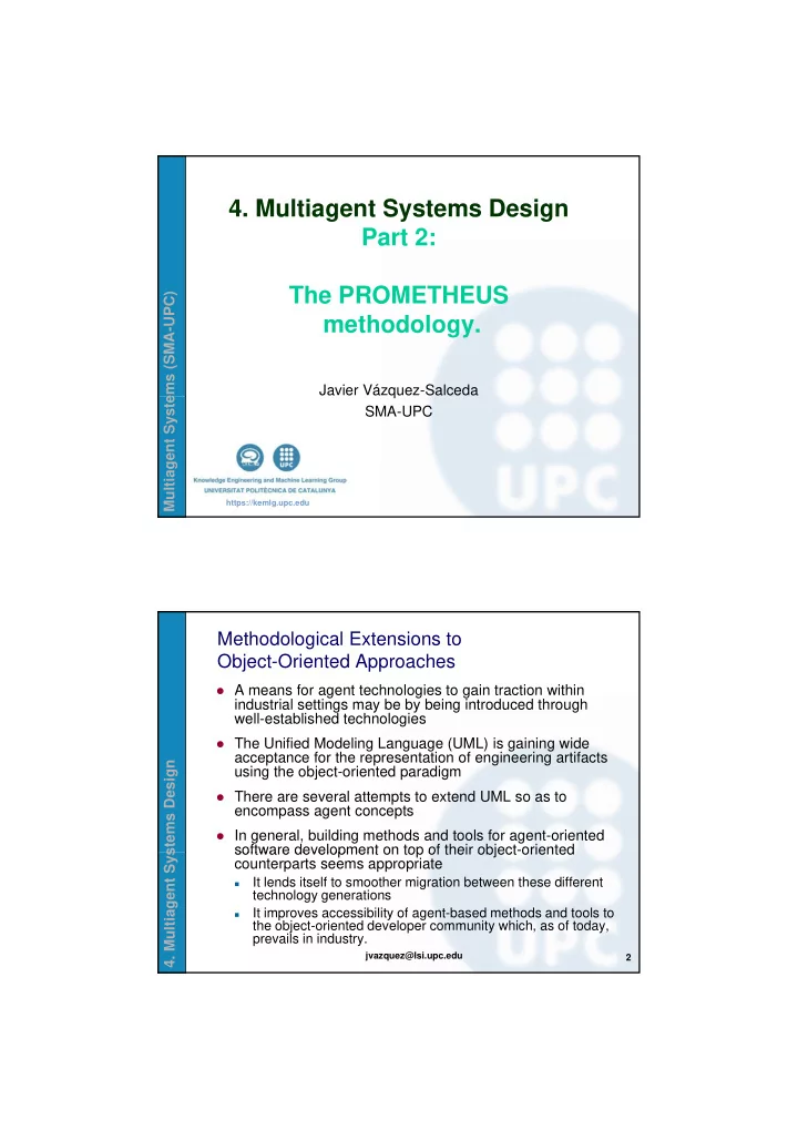 4 multiagent systems design part 2 the prometheus
