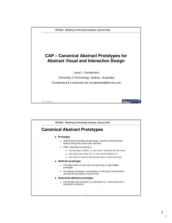 CAP  Canonical Abstract Prototypes for  Abstract Visual and Interaction Design  Larry L.