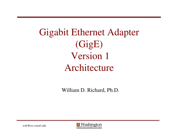 gigabit ethernet adapter gige version 1 architecture