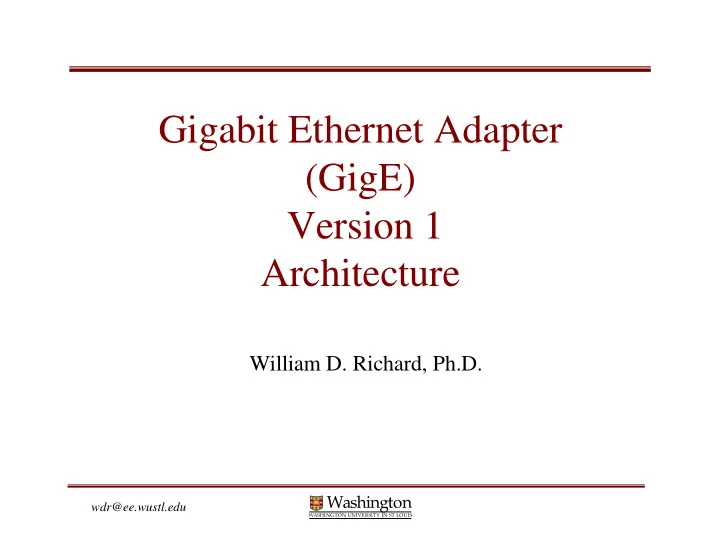 gigabit ethernet adapter gige version 1 architecture