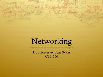 Networking Don Porter  Vyas Sekar  CSE 506  Logical Diagram  Binary  Memory  Threads  Formats
