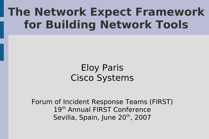 the network expect framework for building network tools