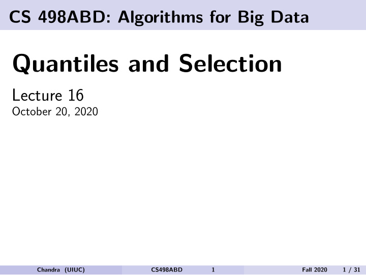 quantiles and selection