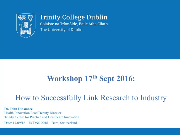 workshop 17 th sept 2016 how to successfully link