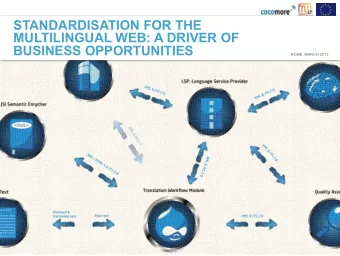 STANDARDISATION FOR THE  MULTILINGUAL WEB: A DRIVER OF BUSINESS OPPORTUNITIES  ROME, MARCH 2013
