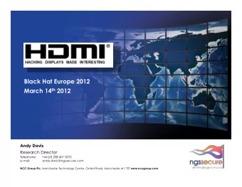 Black Hat Europe 2012 March 14 th 2012  Andy Davis Research Director  Telephone:  +44 (0) 208 401