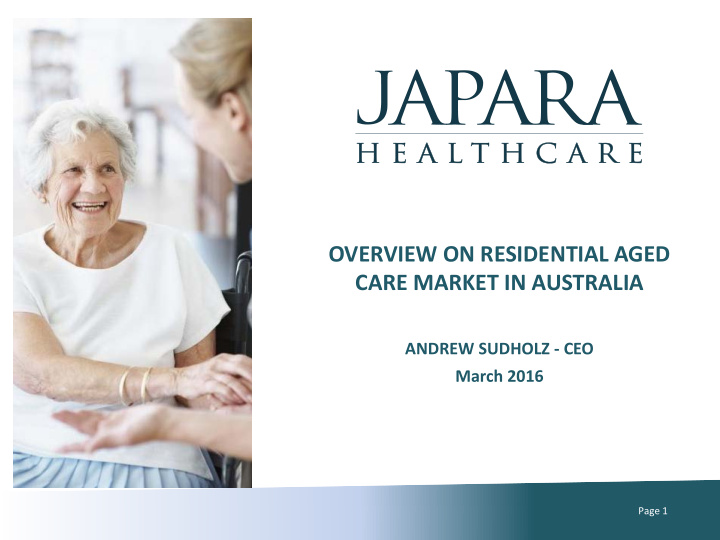 overview on residential aged care market in australia