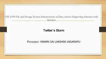 Tw  Twitter  ter`s  `s St  Storm Presenter: YAMINI SAI LAKSHMI JAGARAPU  CONTENTS  INTRODUCTION