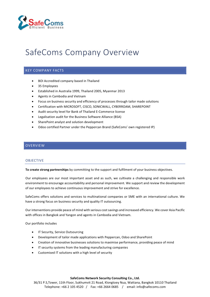 safecoms company overview