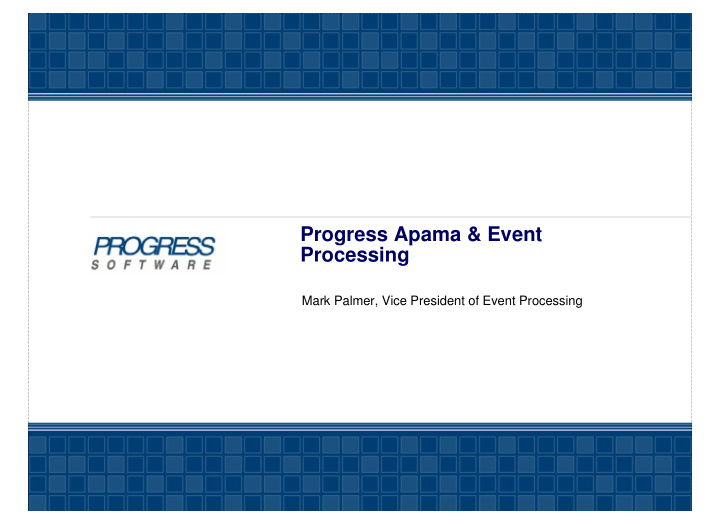 progress apama event processing