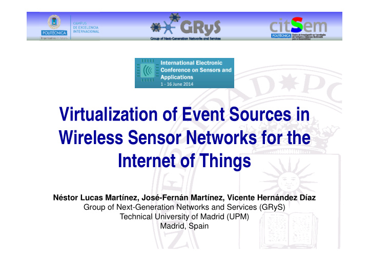 virtualization of event sources in wireless sensor