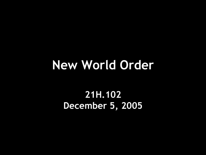 new world order