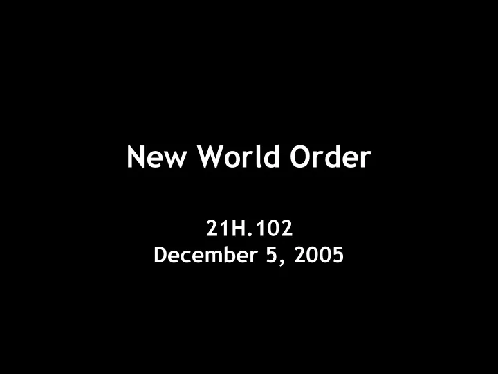 new world order