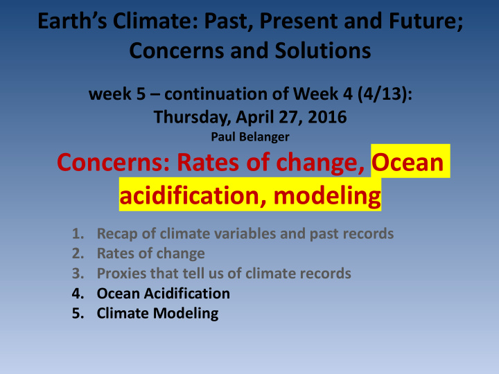 concerns rates of change ocean acidification modeling