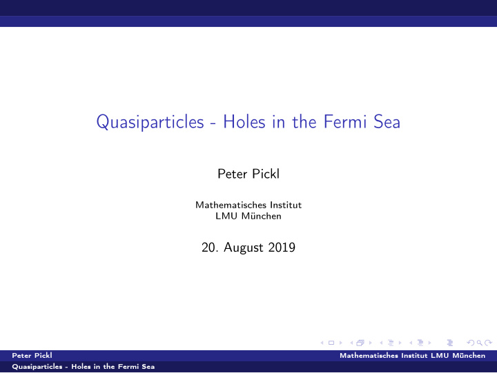 quasiparticles holes in the fermi sea