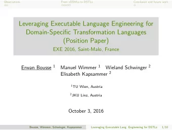 Leveraging Executable Language Engineering for  Domain-Specific Transformation Languages  (Position