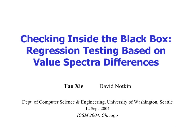 checking inside the black box regression testing based on