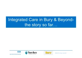 Integrated Care in Bury &amp; Beyond-  the story so far  Healthy lives strong communities
