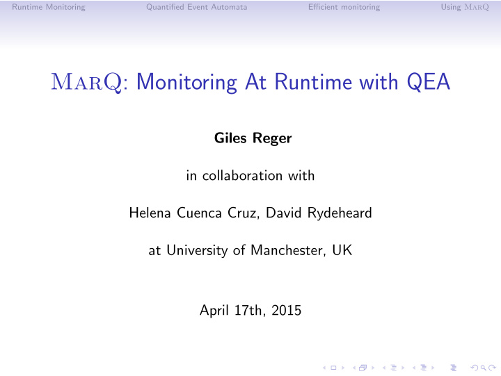 marq monitoring at runtime with qea